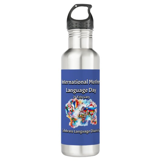 Taaldiversiteit. Internationale moedertaal Waterfles (Voorkant)