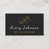 Taalhandjes voor gele en zwarte ASL-tolk Visitekaartje (Voorkant)