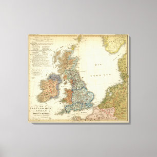 Taalkaart van de Britse eilanden Canvas Afdruk