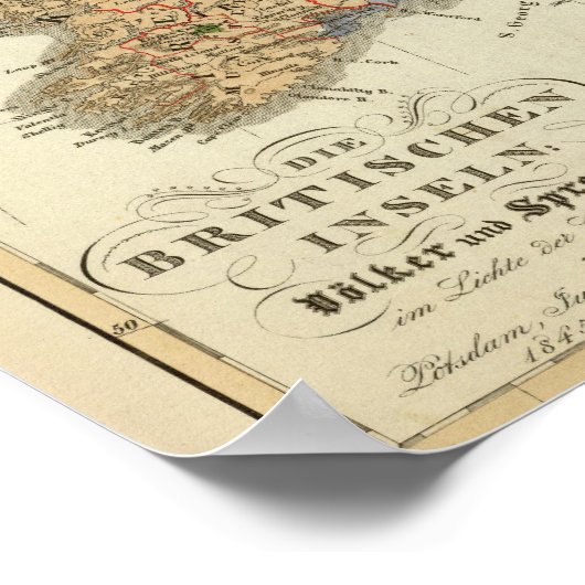 Taalkaart van de Britse eilanden Poster (Hoek)