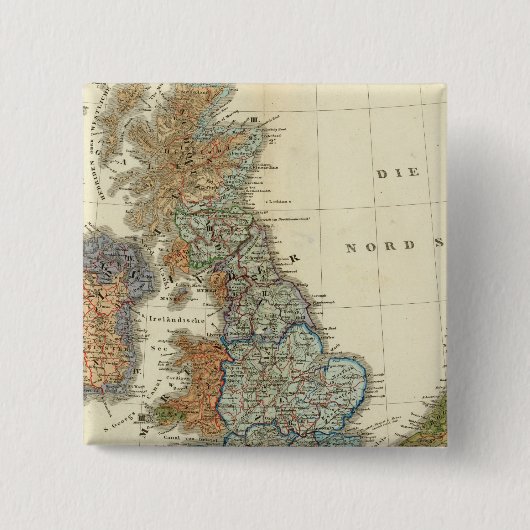 Taalkaart van de Britse eilanden Vierkante Button 5,1 Cm (Voorkant)