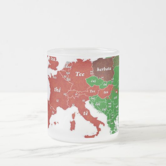 Taalkaart van het Tea Europe Bevestigde glazen Mok (Center)