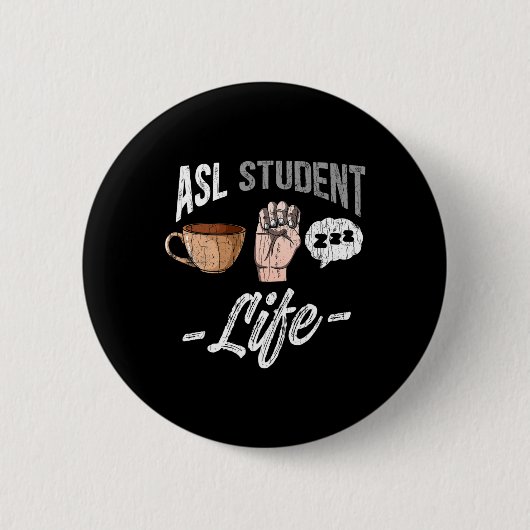 Taalkleding Doof Bewustzijn ASL Student Fun GIF Ronde Button 5,7 Cm (Voorkant)