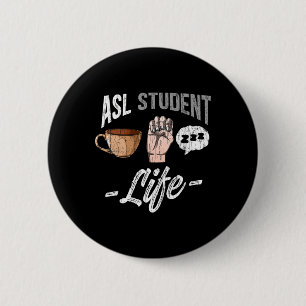 Taalkleding Doof Bewustzijn ASL Student Fun GIF Ronde Button 5,7 Cm