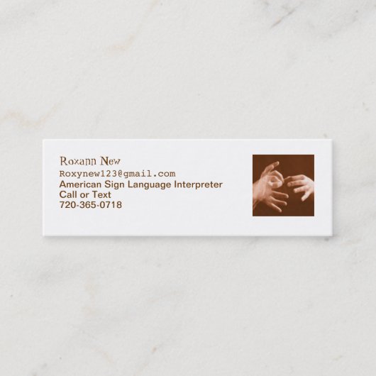 Taaltolk ondertekenen mini visitekaartje (Voorkant)