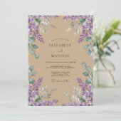 Taan Amethist Wisteria Bruiloft Kaart (Staand voorkant)