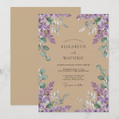 Taan Amethist Wisteria Bruiloft Kaart (Voorkant / Achterkant)