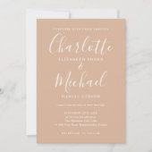 Taan Elegant Onderschrift Script Foto Bruiloft Kaart (Voorkant)