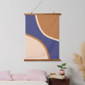 Taan en blauw minimalistische spiraalvormen en ran hangend wandkleed (Slaapkamer)
