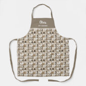 Taan en Bruin Patchwork Hond Patroon Huisdierverzo Schort (Voorkant)