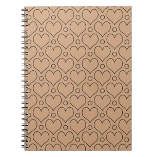 Taan en zwart liefdes harten en stippenpatroon notitieboek