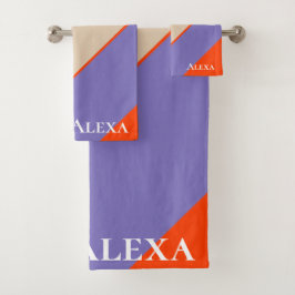 Taan, lavendel & oranje nautisch kust decoratief bad handdoek