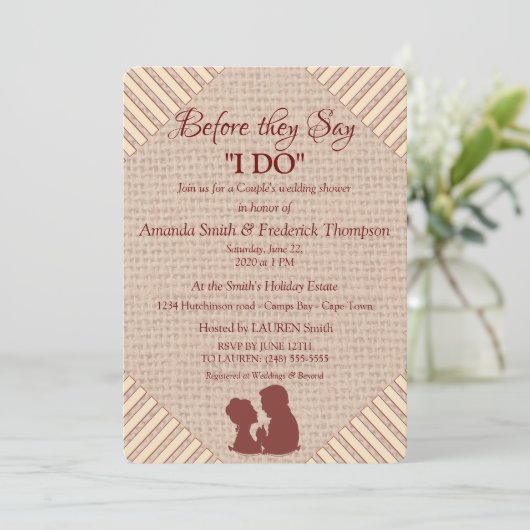 Taan, Marsala Wijn - Getextureerde Trouw Bruiloft Kaart (Staand voorkant)