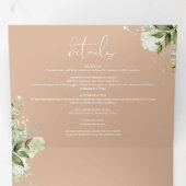 Taan moderne botanische groene foto-huwelijk drieluik uitnodiging (Binnenzijde eerst)