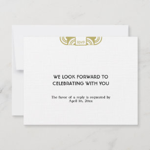 Taan zwart art deco trouwomheining RSVP-reactie RSVP Kaartje