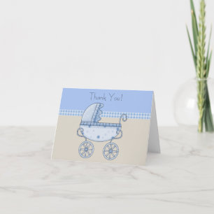 Taanblauwe koets babyjongen bedankkaartjes bedankkaart