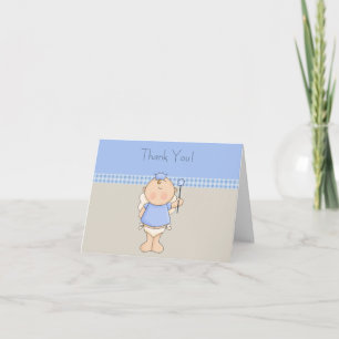 Taanblauwe prins babyjongen bedankkaartjes bedankkaart