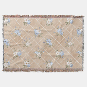 Taanblauwe witte bloemen deken