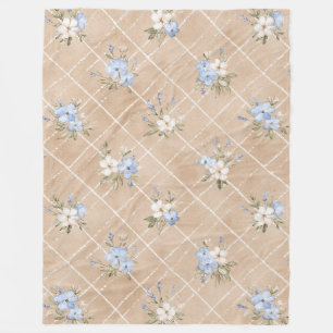 Taanblauwe witte bloemen fleece deken