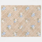 Taanblauwe witte bloemen fleece deken (Voorkant (Horizontaal))