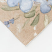 Taanblauwe witte bloemen fleece deken (Hoek)