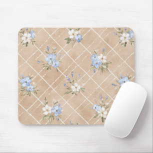 Taanblauwe witte bloemen muismat