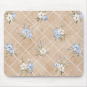 Taanblauwe witte bloemen muismat (Voorkant)