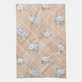 Taanblauwe witte bloemen theedoek (Verticaal)