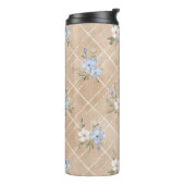 Taanblauwe witte bloemen thermosbeker (Gedraaid links)
