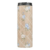 Taanblauwe witte bloemen thermosbeker (Achterkant)