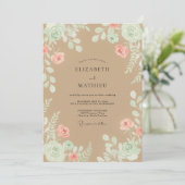 Taanige Blush Bladerige Trouw Kaart (Staand voorkant)