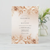Taanroze botanische romantische bruiloft kaart (Staand voorkant)