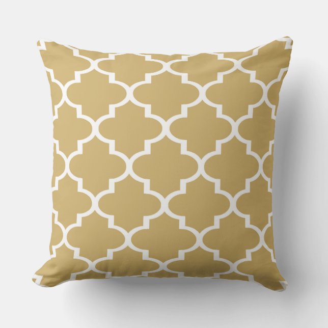 Taanwitte Quatrefoil Lattice Kussen (Voorkant)