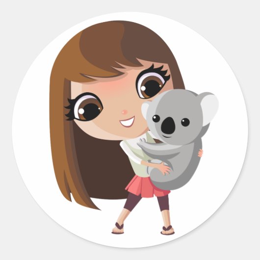 Taara en Pudding the Koala Ronde Sticker (Voorkant)