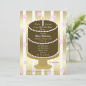 Taart 80ste Verjaardagsfeestuitnodiging 80ste in r Kaart (Staand voorkant)