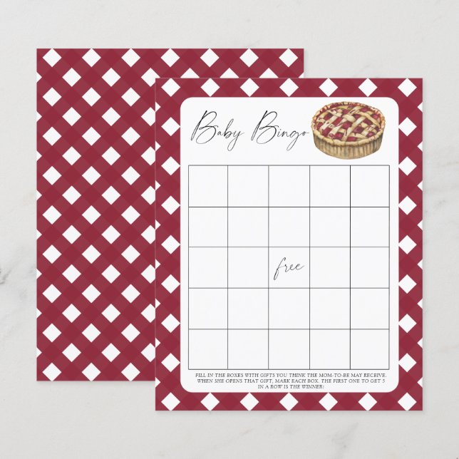 Taart baby shower - Baby Bingo spel (Voorkant / Achterkant)