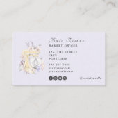 Taart bakken Chef Floral Waterverf Visitekaartje (Achterkant)