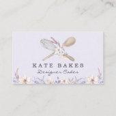 Taart bakken Chef Floral Waterverf Visitekaartje (Voorkant)
