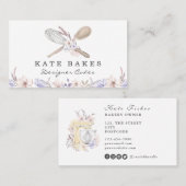 Taart bakken Chef Floral Waterverf Visitekaartje (Voorkant / Achterkant)