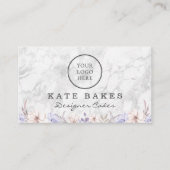 Taart bakken Marmer Bloemen Waterverf Visitekaartj Visitekaartje (Voorkant)