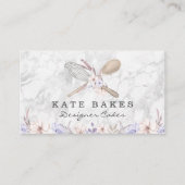 Taart bakken Marmer Bloemen Waterverf Visitekaartj Visitekaartje (Voorkant)