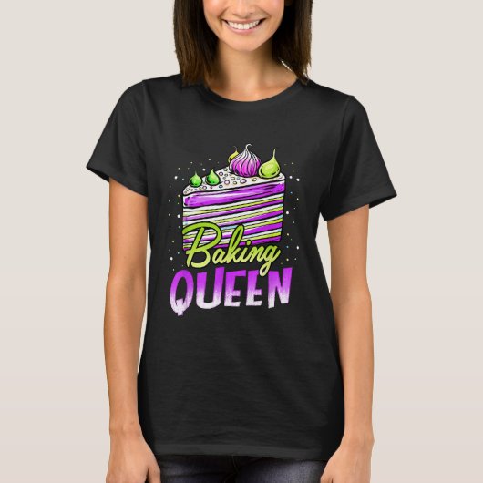 Taart bakken Queen Cupcake Bakkers banketbakkers T-shirt (Voorkant)