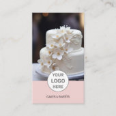 Taart Bakkerij Logo Foto QR Roze Visitekaartje (Voorkant)