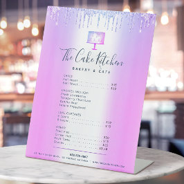 Taart Bakkerij Paarse Glitter Druppels Menu Prijsl Reclamebord Met Voetstuk