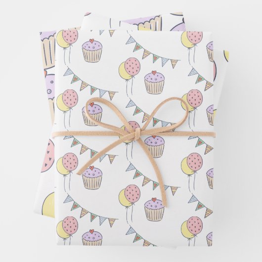Taart | Ballonnen en Bunting Inpakpapier Vel (In situ)