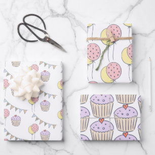 Taart Ballonnen en Bunting Inpakpapier Vel