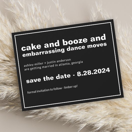 Taart en drank grap opslag datum met foto save the date