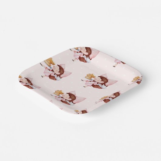 Taart en thee tijd verjaardag papieren bordje (Gebogen)