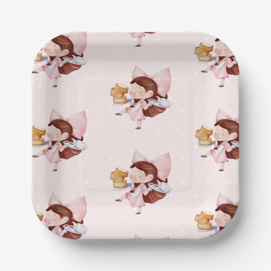 Taart en thee tijd verjaardag papieren bordje (Voorkant)