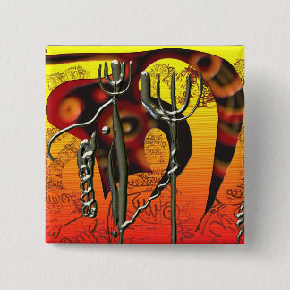 Taart en tridenten vierkante button 5,1 cm